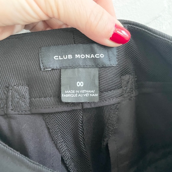 Club Monaco Dress Culotte Trouser pants Crop Bermuda Wide leg Darted Black 00 - Picture 11 of 15